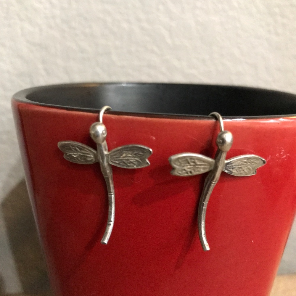 Silver dragonfly pierced earrings!